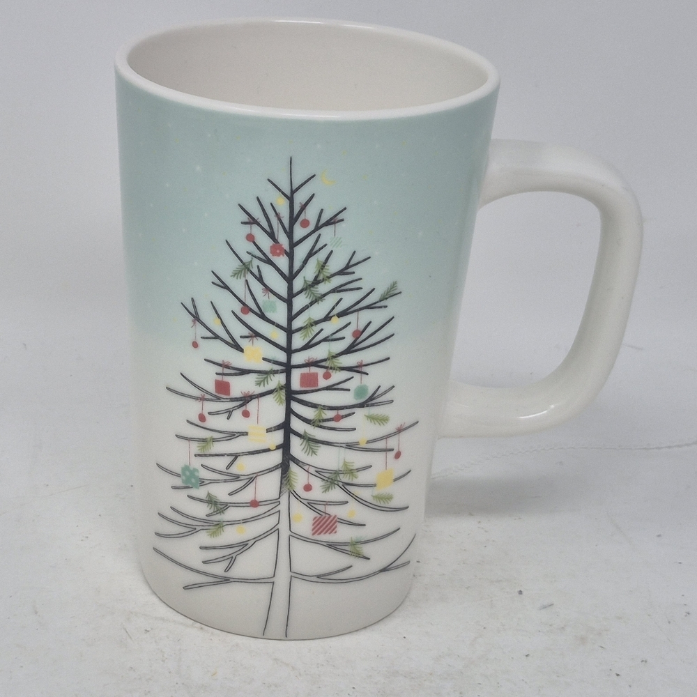 Starbucks Festive Tree Mug - Light Blue and White